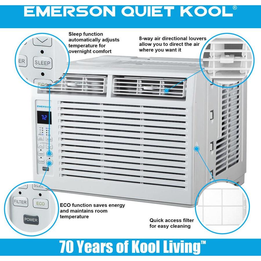 Emerson Quiet Kool 150-sq ft Window Air Conditioner (115-Volt; 5000-BTU ...