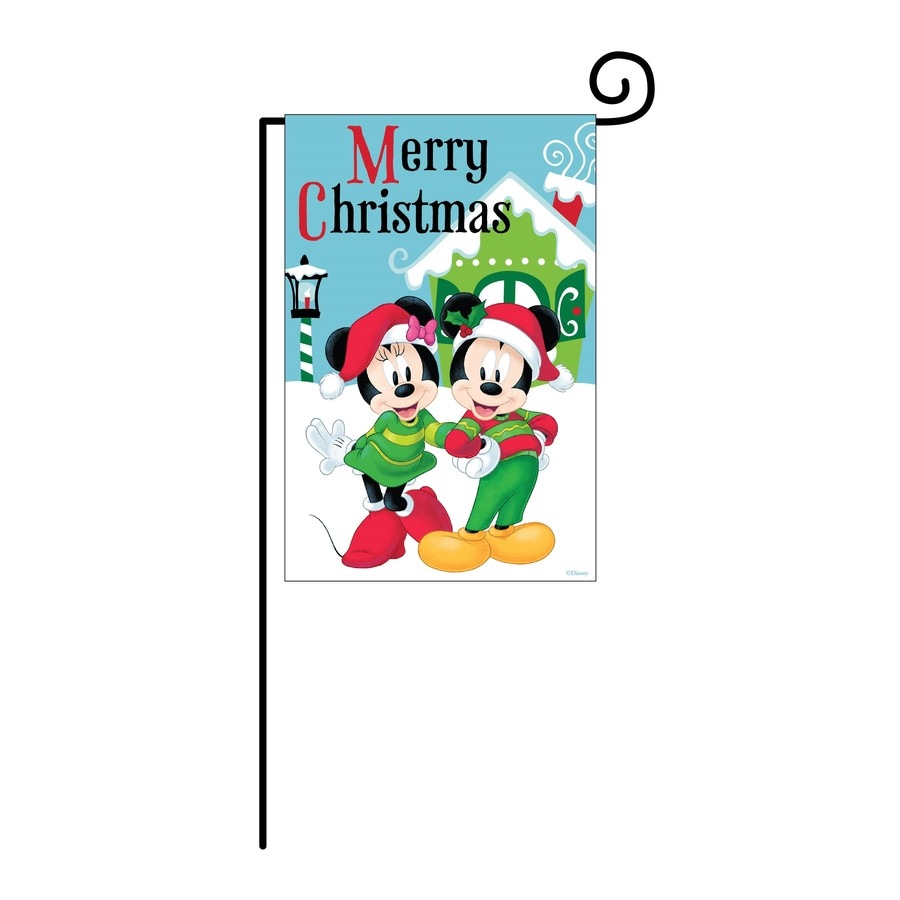 Disney Mickey and Minnie Christmas Garden Flag with Stand ...