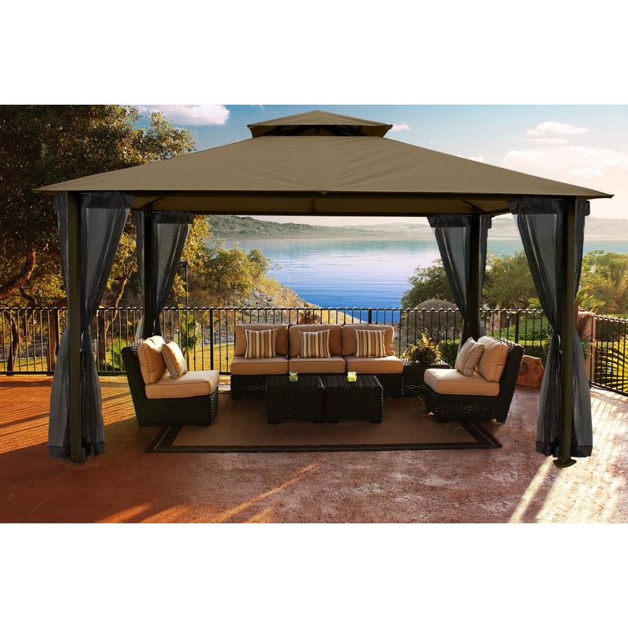 Paragon-Outdoor Brown/Sand Metal Rectangle Gazebo (Exterior: 10.7-ft x ...