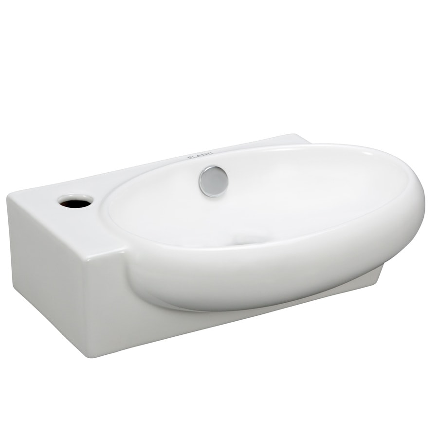 Elanti White Wall-mount Oval Bathroom Sink with Overflow Drain