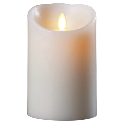 Luminara 5-in Battery-Operated Cream Electric Pillar Candle with Timer ...