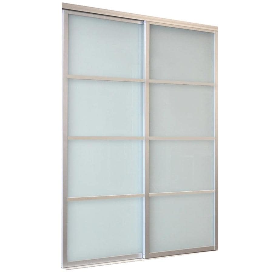 Silver Frosted Glass Bifold Sliding Closet Doors At Lowes Com