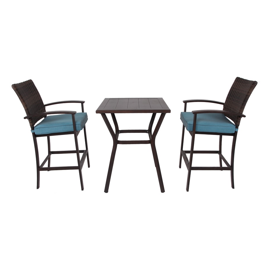 Allen Roth Atworth 3 Piece Brown Metal Frame Bistro Patio Set