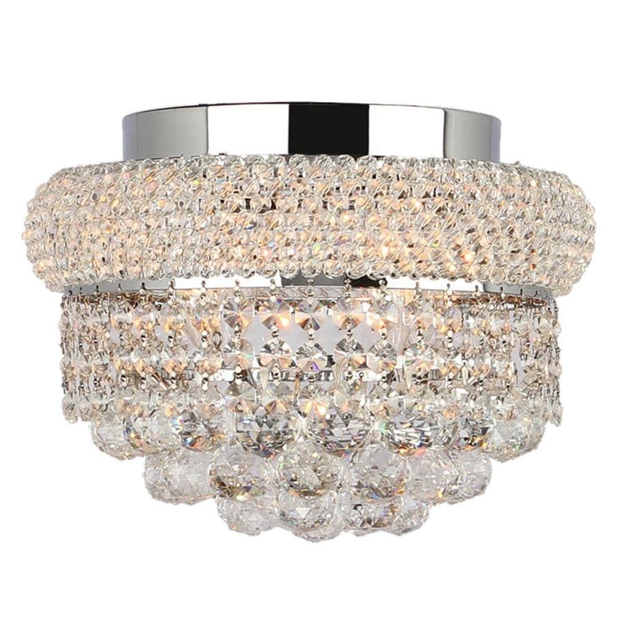 Worldwide Lighting 12in Chrome Crystal Flush Mount Light at