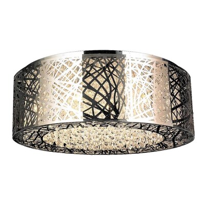 Worldwide Lighting Aramis 24 In Chrome Crystal Flush Mount Worldwide Lighting Aramis 24 In Chrome Crystal Flush Mount