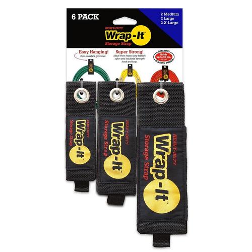 WrapIt 6Pack 2.25in Black Strap Fastener in the Hook & Loop