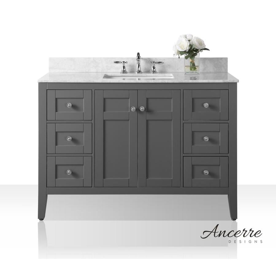 Ancerre Designs Maili Sapphire Gray Undermount Single Sink Ancerre Designs Maili Sapphire Gray Undermount Single Sink Bathroom Vanity With Natural Marble Top Common