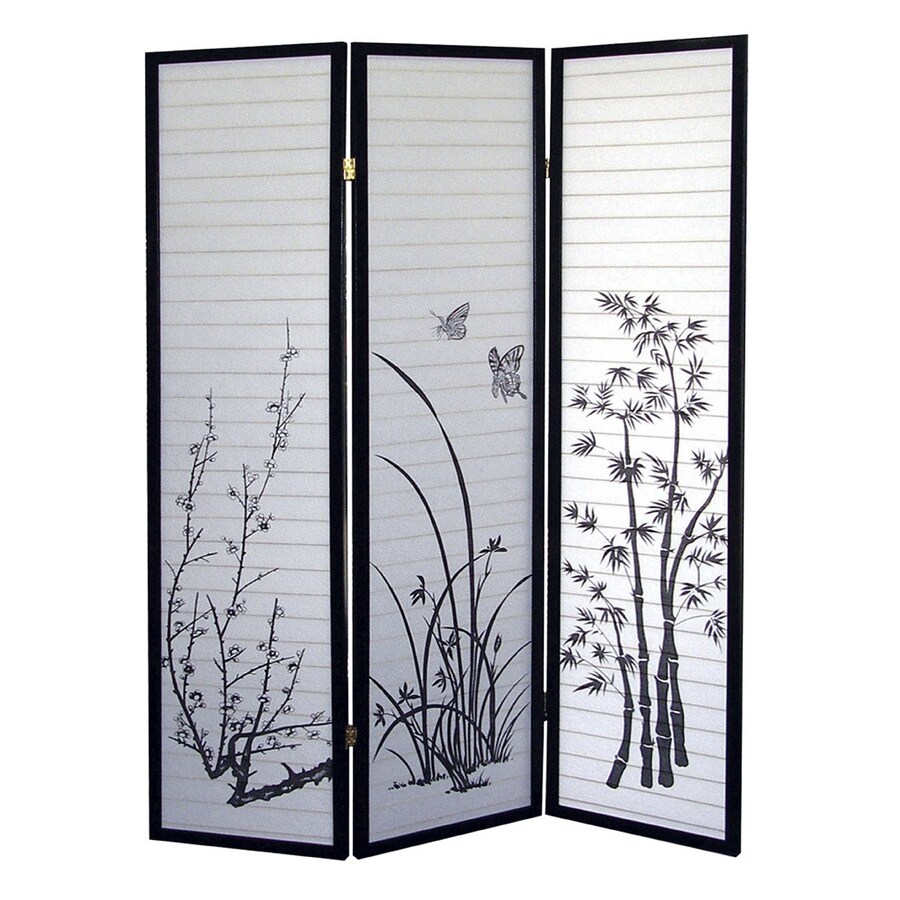 Ore International 3 Panel Black Fabric Folding Indoor Privacy Screen Ore International 3 Panel Black Fabric Folding Indoor Privacy Screen