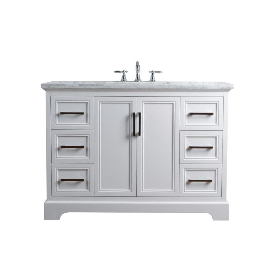 Stufurhome 48 In White Undermount Single Sink Bathroom Vanity With Carrara White Natural Marble Top In The Bathroom Vanities With Tops Department At Lowes Com