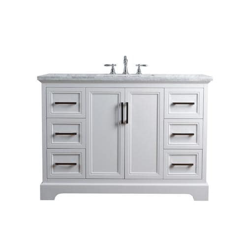 Stufurhome 48-in White Single Sink Bathroom Vanity with Carrara White Natural Marble Top in the ...
