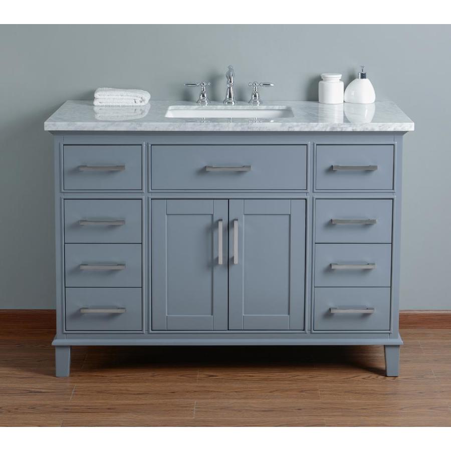 Stufurhome 48-in Gray Single Sink Bathroom Vanity with Carrara White ...