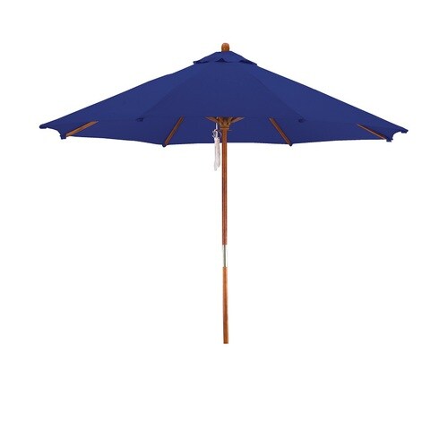 Lauren Company 9 Ft Round Navy Blue With Wood Frame No Tilt Market Patio Umbrella In The Patio Umbrellas Department At Lowes Com