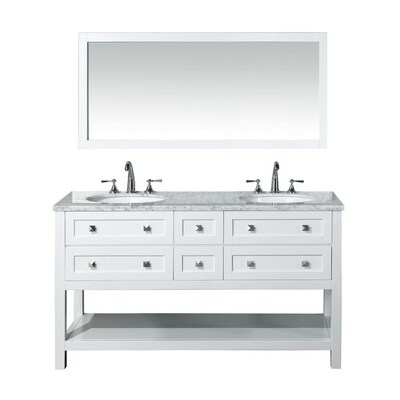 Stufurhome 60 In White Double Sink Bathroom Vanity With