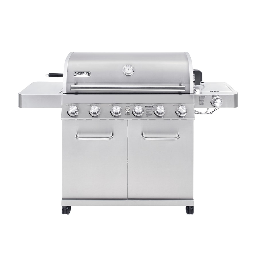 Monument Stainless Steel 6-Burner Liquid Propane Gas Grill With 1 Side ...