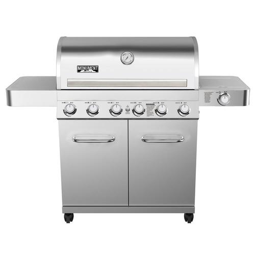 Monument Stainless Steel 6-Burner Liquid Propane Gas Grill with 1 Side ...