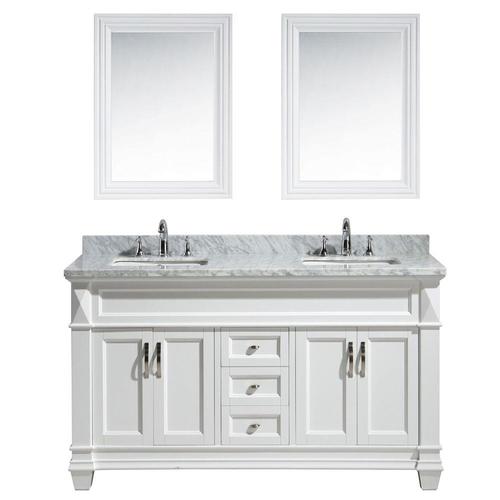 Design Element Hudson 61 In White Double Sink Bathroom Vanity With