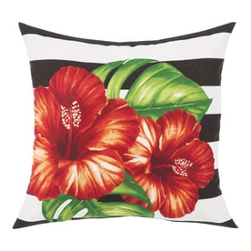 Garden Treasures Floral Black Square Throw Pillow
