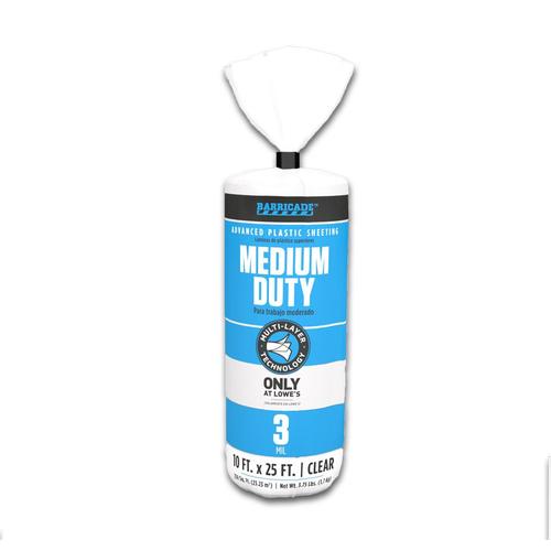 BARRICADE 10ft x 25ft Clear 3mil Plastic Sheeting in the Plastic