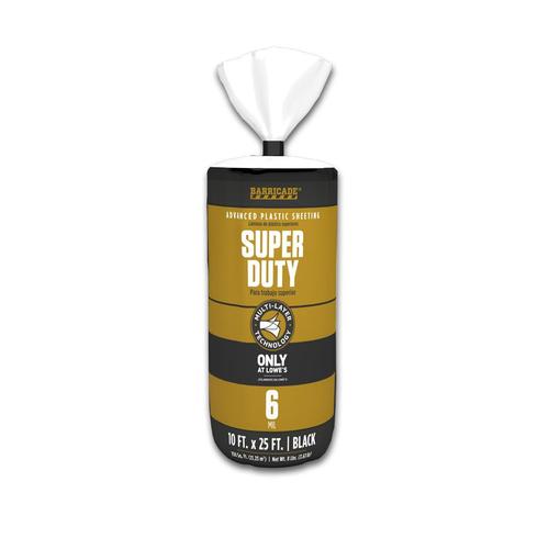 BARRICADE 10ft x 25ft Black 6mil Plastic Sheeting in the Plastic Sheeting & Film department