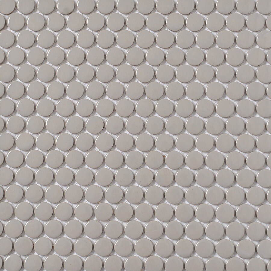 Style Selections Grey 12-in x 12-in Porcelain Penny Round Mosaic Wall ...