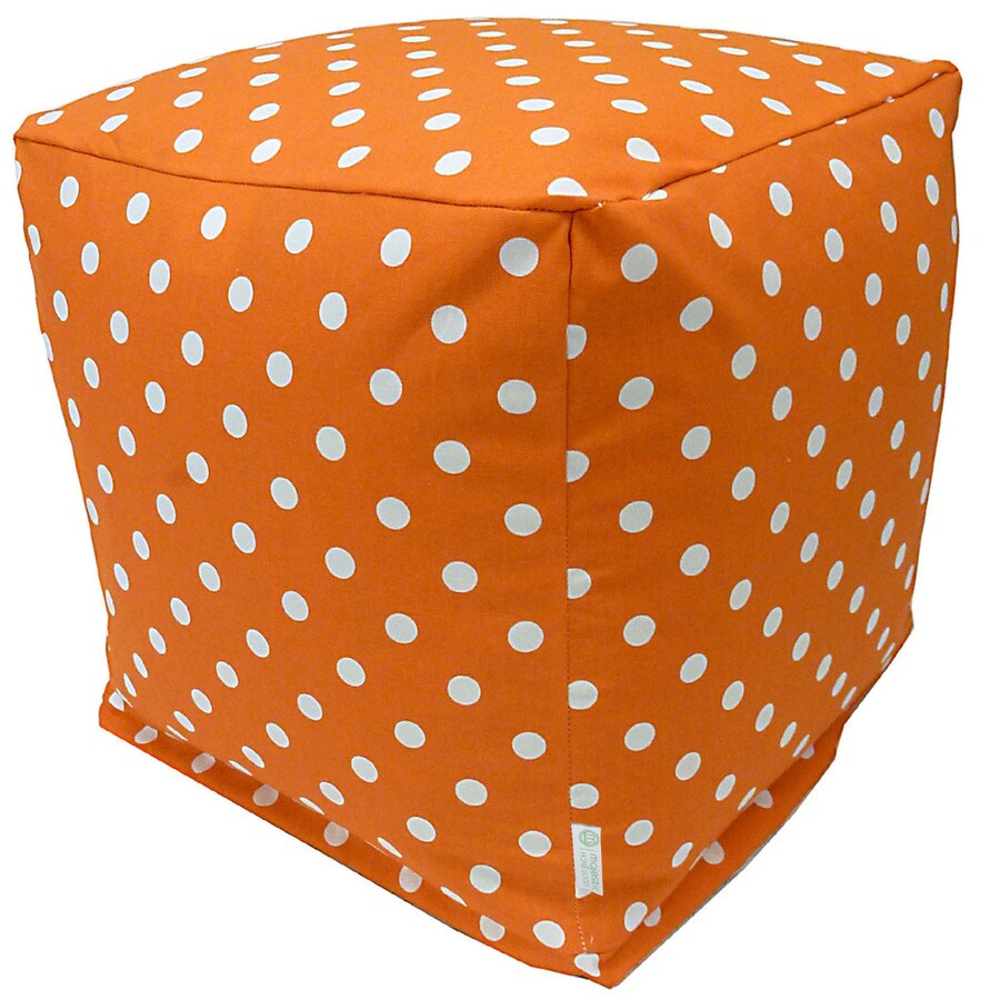 Majestic Home Goods Tangerine Small Polka Dot Ottoman in the Indoor