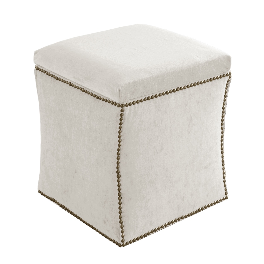 Skyline Furniture Armitage Collection White Velvet Ottoman