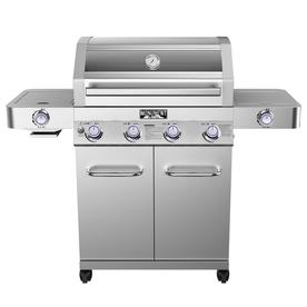 Monument Stainless Steel 4-Burner Liquid Propane Gas Grill with 1 Side Burner
