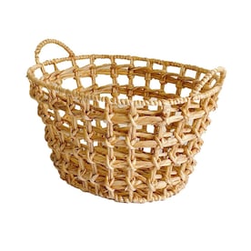 allen + roth 18.1-in W x 9.8-in H x 14.2-in D Natural Water Hyacinth Collapsible Stackable Basket