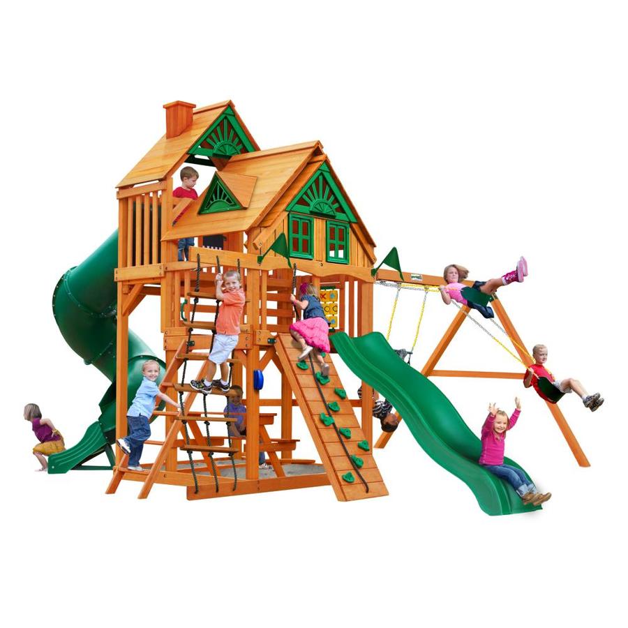 treehouse with slide and swing