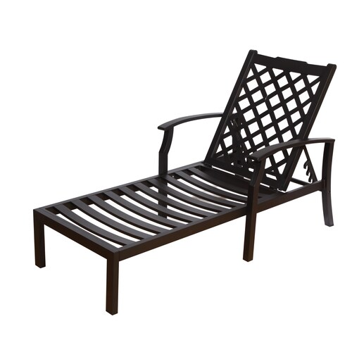 Allen Roth Carrinbridge Black Aluminum Patio Chaise Lounge Chair