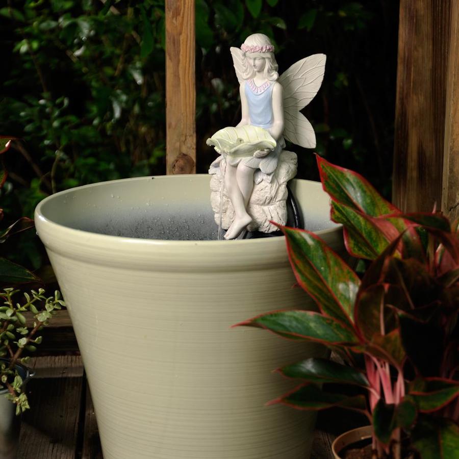 Gardenique 5.12in H Resin Planter Outdoor Fountain Pump Included in