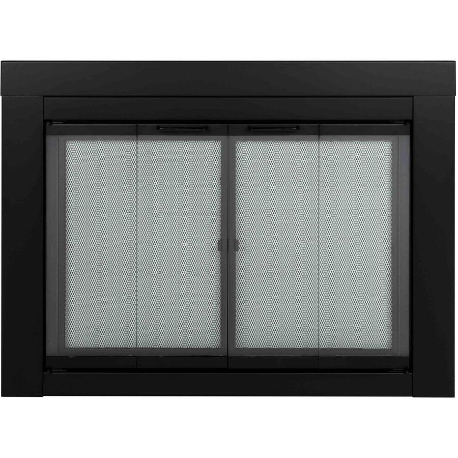 Ascot Black Small Bi Fold Fireplace Doors With Clear Tempered Glass