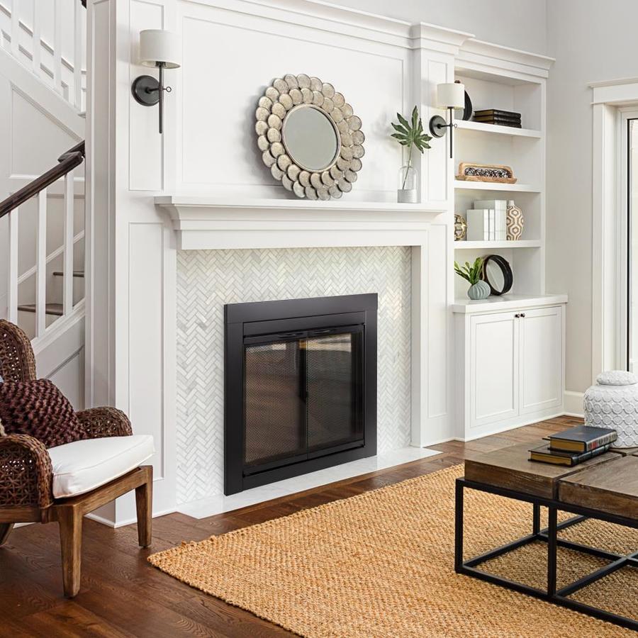 Pleasant Hearth Alpine Black Small Cabinet Style Fireplace Doors