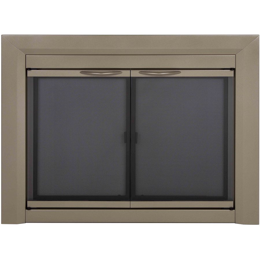 Shop Pleasant Hearth Colby Sunlight Nickel Small CabinetStyle Fireplace Doors with Smoke 