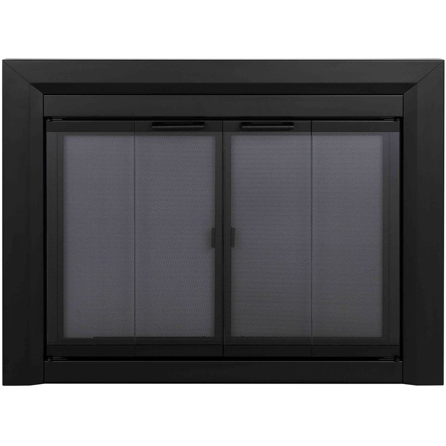 Pleasant Hearth 37 1 2 Black Glass Fireplace Door At Lowes Com