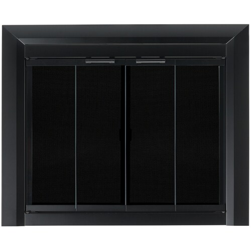 Pleasant Hearth 37 1 2 Black Glass Fireplace Door At Lowes Com