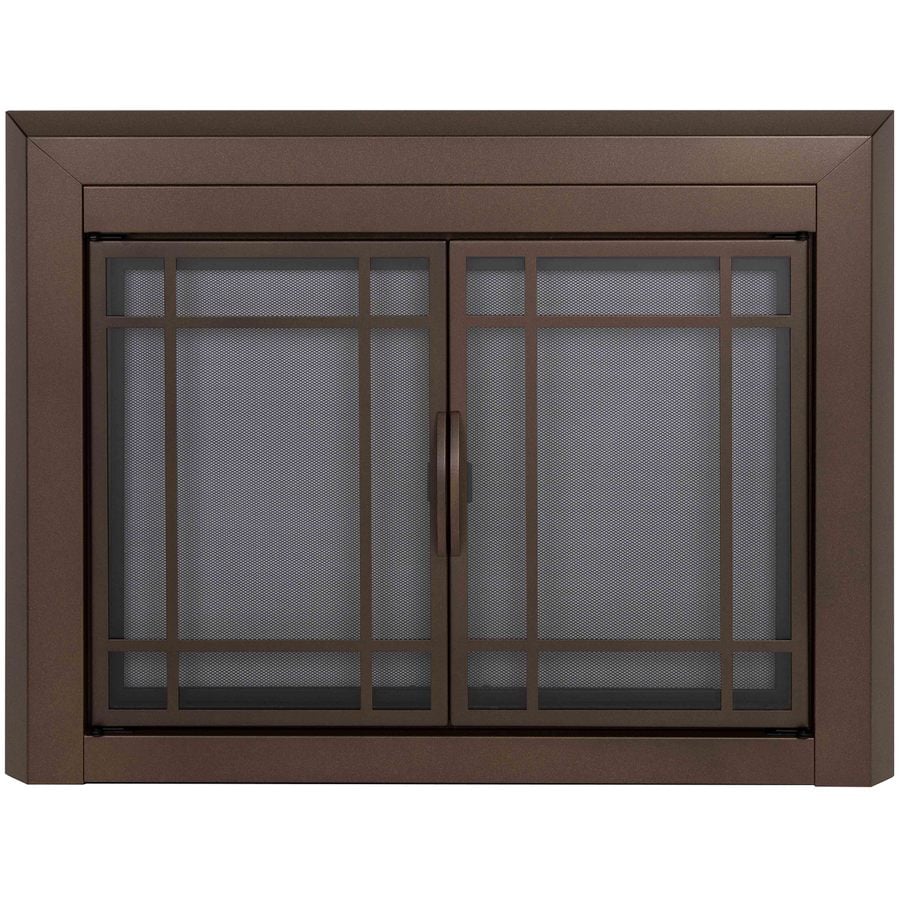 Shop Pleasant Hearth Enfield Burnished Bronze Small CabinetStyle Fireplace Doors with Smoke 