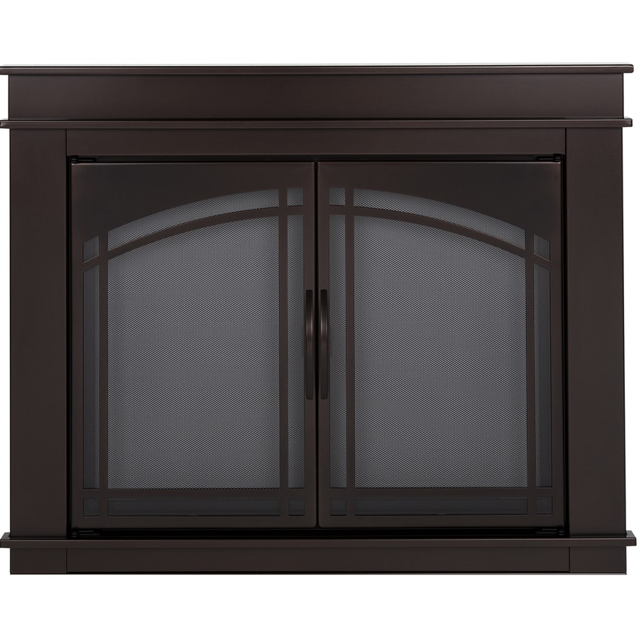 Shop Pleasant Hearth Fenwick OilRubbed Bronze Medium CabinetStyle Fireplace Doors with Smoke 