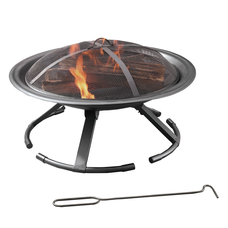 Pleasant Hearth 26-in W Black Steel Wood-Burning Fire Pit ...