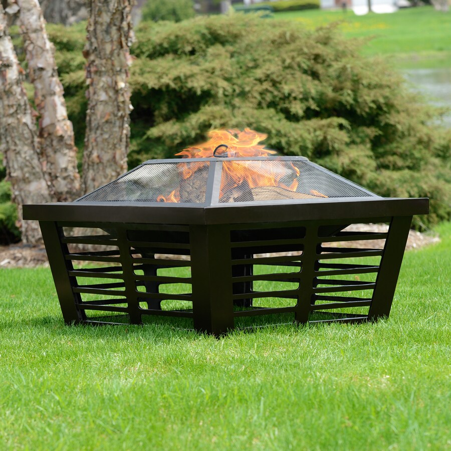 Pleasant Hearth 34-in W Wenge Steel Wood-Burning Fire Pit at Lowes.com