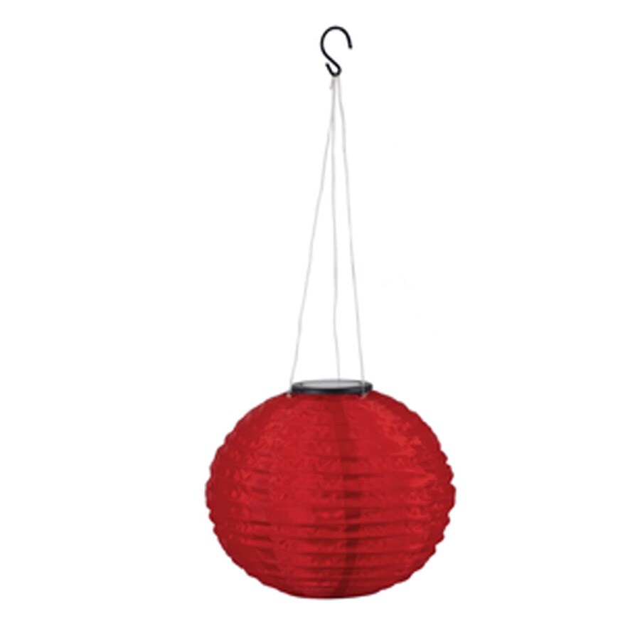 Ezsolar 10 In X 21 In Red Fabric Solar Outdoor Decorative Lantern