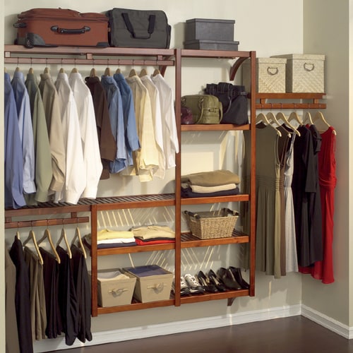 John Louis Home 24&#39; Shelf Space 12&quot;W Solid Wood Closet System at mediakits.theygsgroup.com