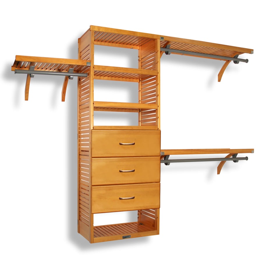 John Louis Home 10 Ft X 8 Honey Maple Wood Closet Kit At John Louis Home 10 Ft X 8 Honey Maple Wood Closet Kit