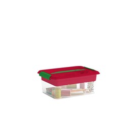 Keter 1.125-Gallon (14.5-Quart) Red, Transparent, Green Holiday Tote with Latching Lid