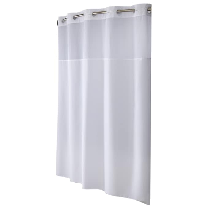 Hookless Polyester White Solid Shower, Hookless Fabric Shower Curtain