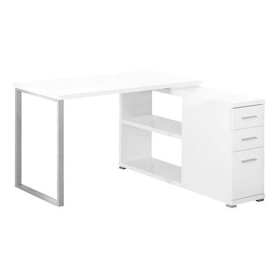 Monarch Specialties Modern Contemporary White Corner Desk At Lowes Com