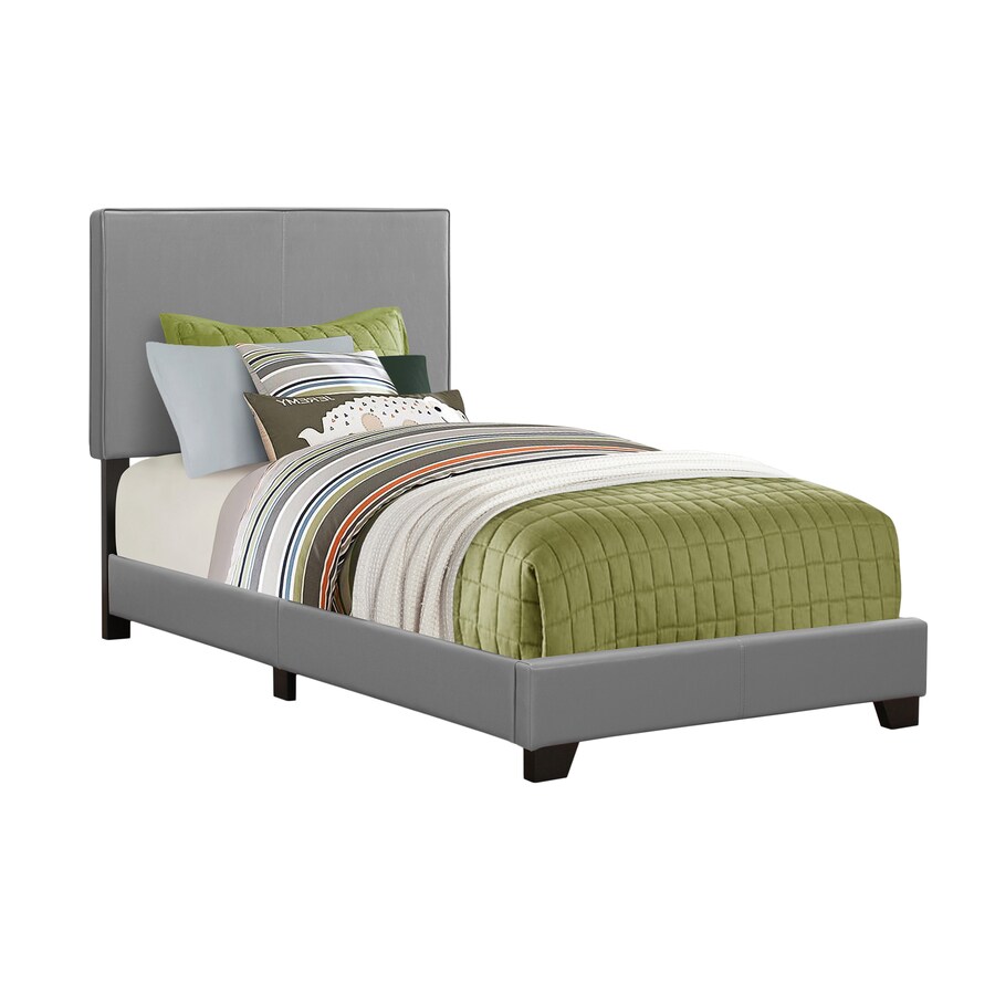 Monarch Specialties Grey Twin Upholstered Bed At Com