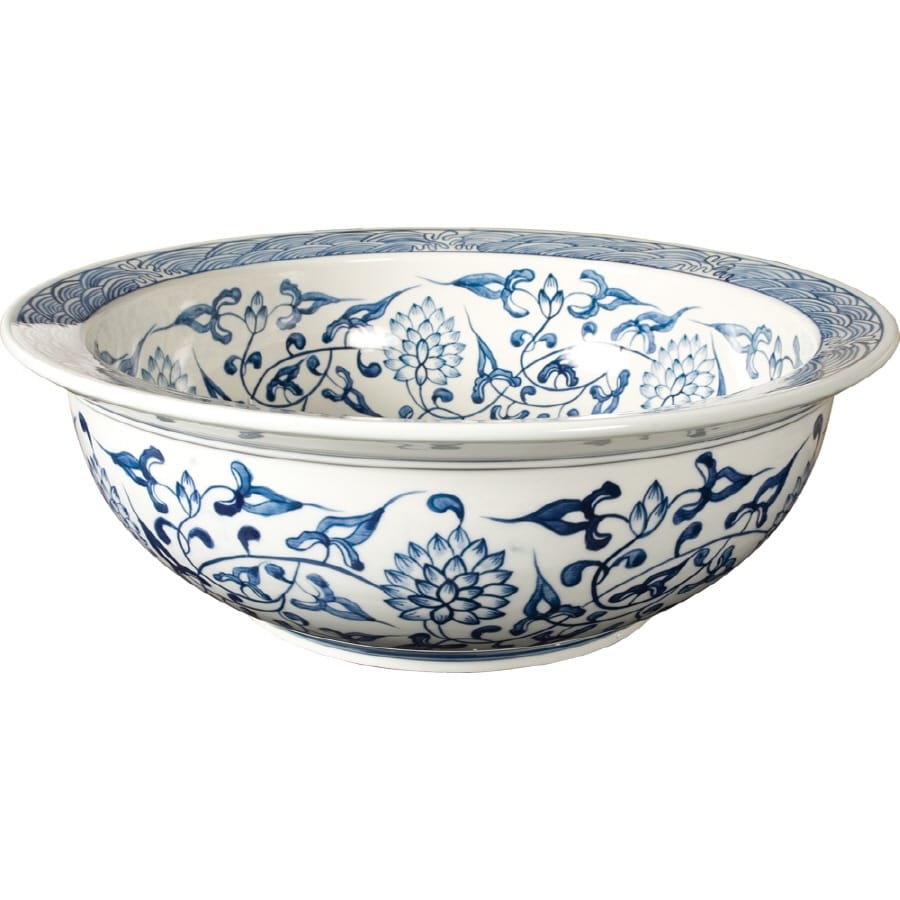 Loft 5 In D Blue And White Fireclay Round Vessel Sink At Lowes Loft 5 In D Blue And White Fireclay Round Vessel Sink