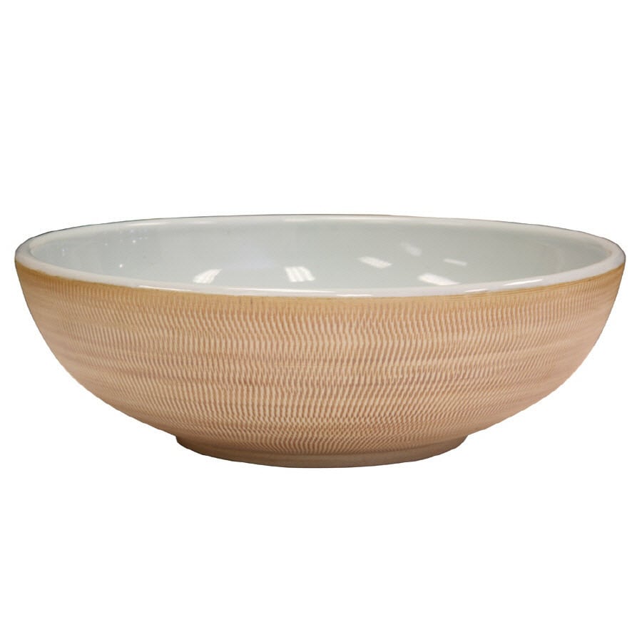 LOFT 99VSL011 Tan Pattern Exterior, Blue-ish Tint On The Inside Fire Clay Vessel Bathroom Sink