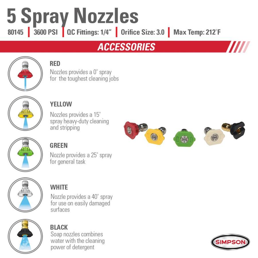 SIMPSON 3600 Pressure Washer Spray Nozzles in the Pressure Washer ...